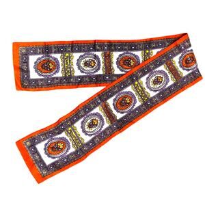 Vintage silky neck tie ladies mod colors 70’s 2-side orange purple paisley scarf